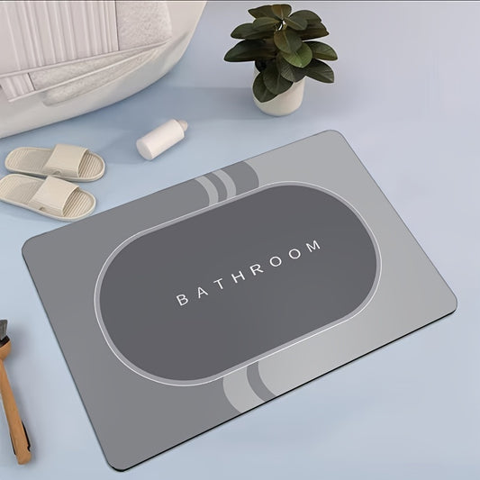 1pc Bathroom Mat Floor Mat Modern Rug Non Slip Absorbent Quick Dry Grey