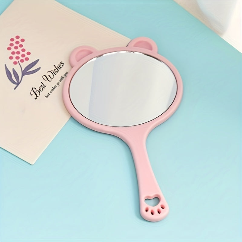 Cartoon Handheld Makeup Mirror with Handle, Portable Beauty Mirror