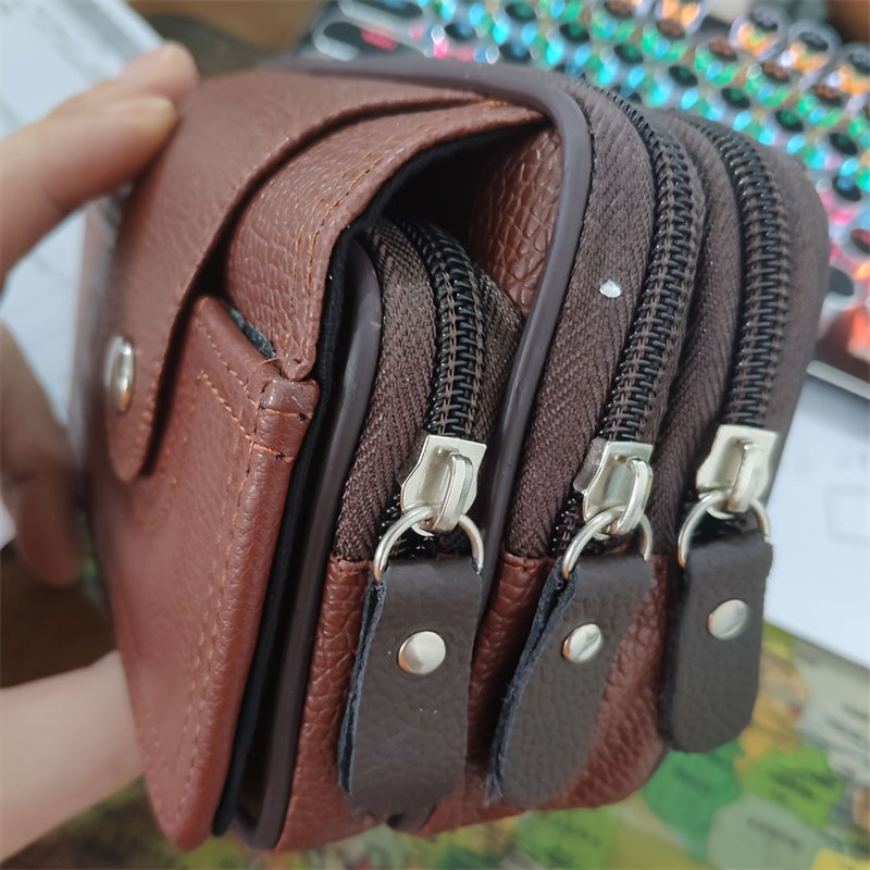 Men's Horizontal PU Leather Waist Bag Waterproof Phone Pouch