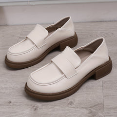 Women's Chunky Heel Loafers British Style Work Shoes