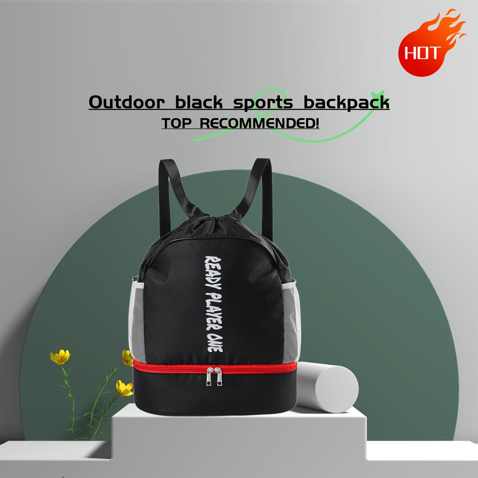 Basketball Storage Bag Drawstring Backpack with Shoe Compartment