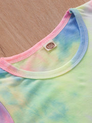 2pcs Baby Rainbow Tie Dye Shirt Top & Shorts Set