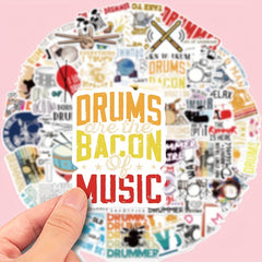 50pcs Rock Music Drum Waterproof Graffiti Stickers for Christmas Gift