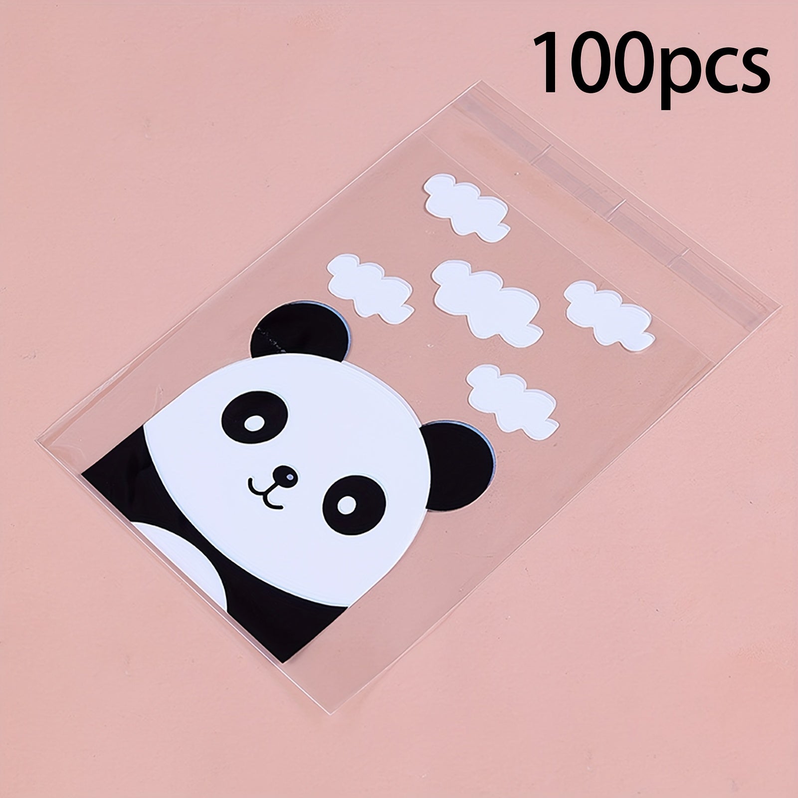 100pcs Panda Pattern Candy Bags Self Adhesive Gift Pouch