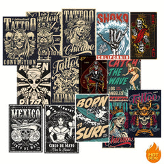 50pcs Horror Themed Stickers Halloween Skull & Spooky Art Self Adhesive Decals