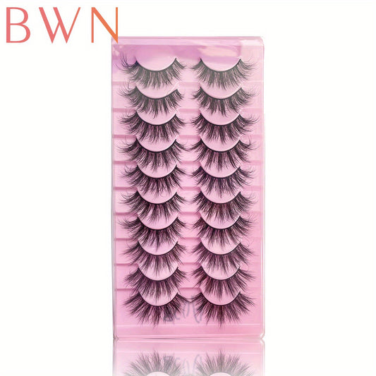 10 Pairs Faux Mink Hair False Eyelashes 3D Realistic Thick for Parties