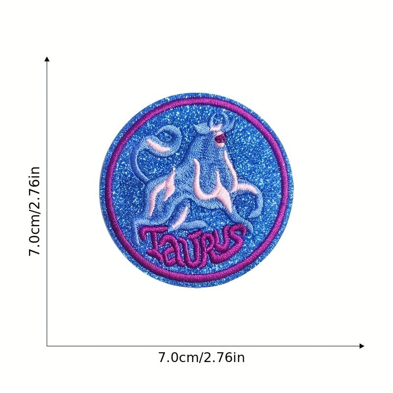 12pcs Constellation Embroidered Patch Sew On Embroidered Applique Repair Patches