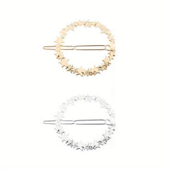 2pcs Metal Hairpin Star Leaf Moon Shape Hair Pin Bobby Pin Side Clip