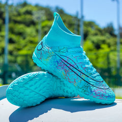 Boy's High Top Turf Football Boots TF Soccer Cleats