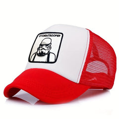 Mesh Trucker Baseball Cap Mask Man Pattern Embroidered Casual Hat