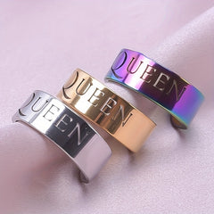 Stainless Steel 18k Plated Queen Cuff Ring - Colorful Options