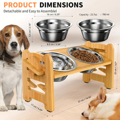 Adjustable Elevated Dog Bowls with 2 Stainless Steel Bowls