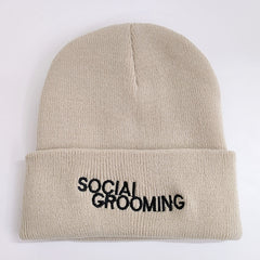 Letter Embroidered Knitted Hat Brimless Unisex Cap