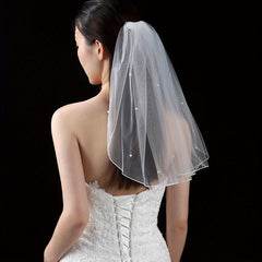Bridal Veil with Simulated Pearl Embellishments for Wedding Ceremonies