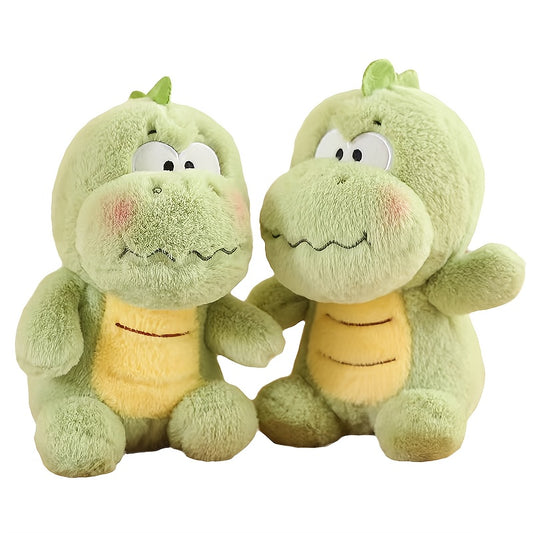 2pcs Dinosaur Plush Dolls Soft Green Cartoon Animal Toys Yellow Belly
