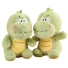 2pcs Dinosaur Plush Dolls Soft Green Cartoon Animal Toys Yellow Belly