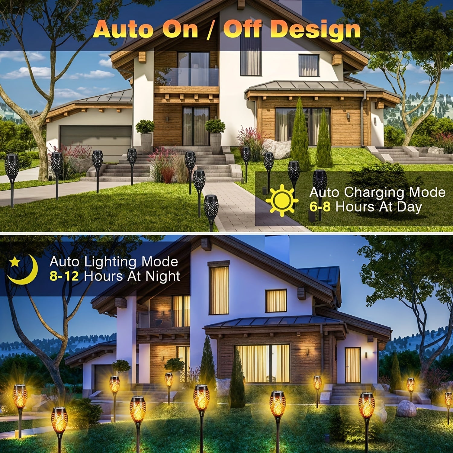 Solar Outdoor Halloween Torch Lights with Flickering Flame Effect