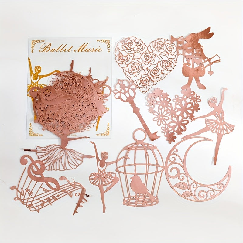 10PCS PACK Golden Hollow Lace Paper Romantic Story Series Hand Account Decoratio