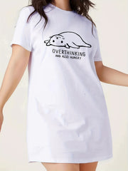 Women's Plus Cat & Letter Print Sleep Dress