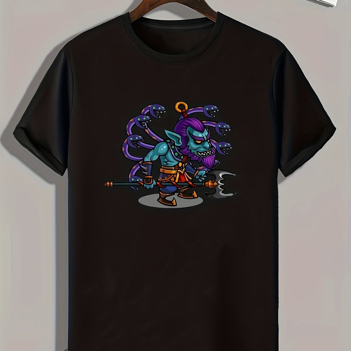 Cartoon Monster Pattern Print Men's Sports T-shirt