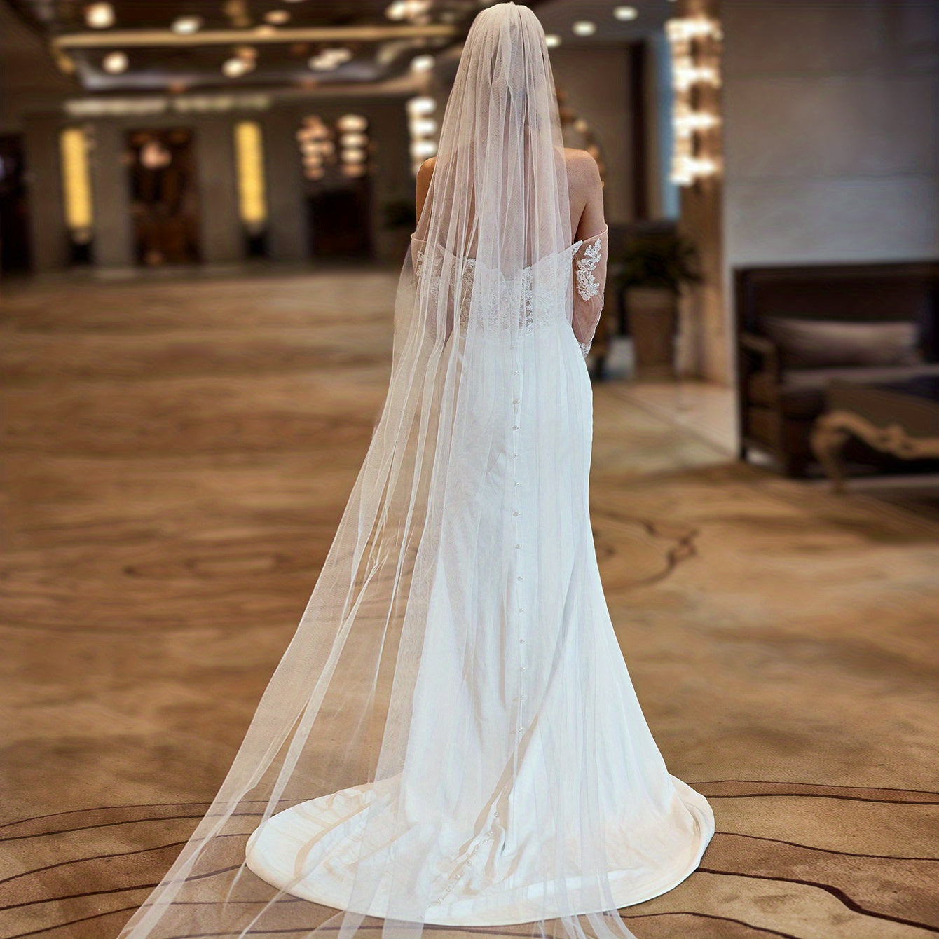 Baroque Cathedral Wedding Veil with Comb