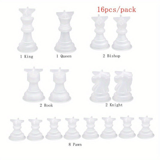 16pcs Chess Piece Resin Silicone Mold Kit