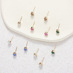 6 Pairs Colorful Rhinestone Stud Earrings Stainless Steel Jewelry
