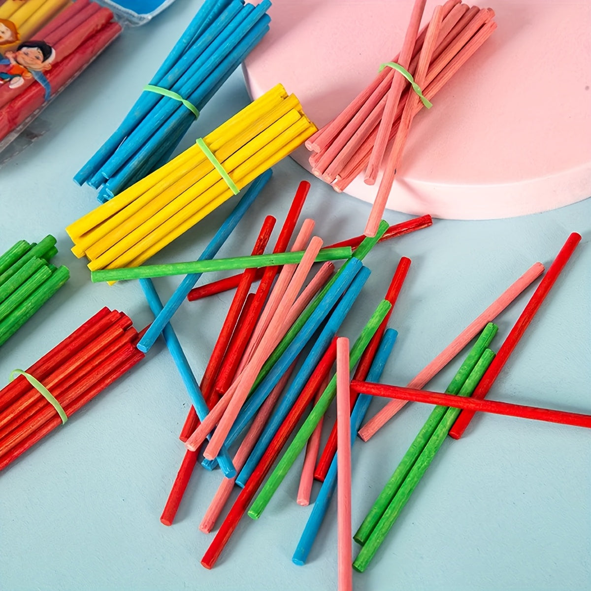100pcs Wooden Counting Sticks Math Teaching Tools Colored Study Supplies