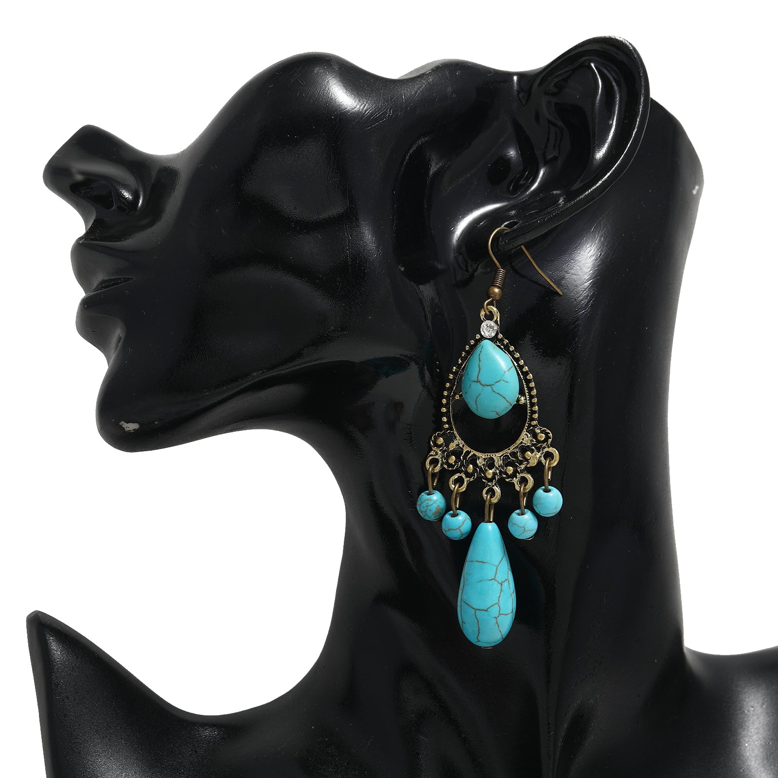 Vintage Boho Turquoise Leaf Dangle Earrings Women's Casual Jewelry