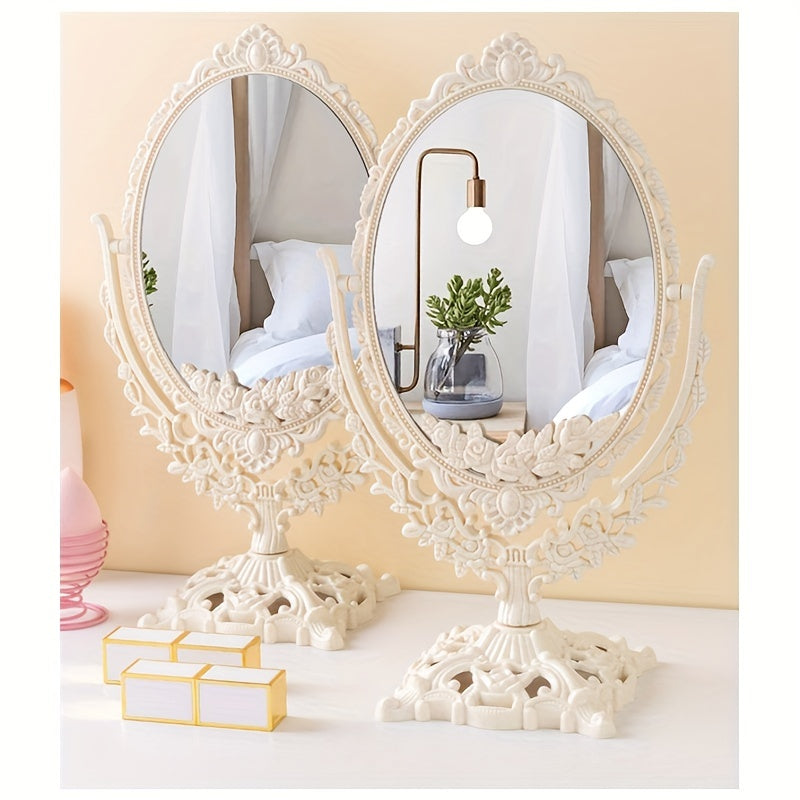 Vintage Oval Shaped Swivel Makeup Mirror for Women