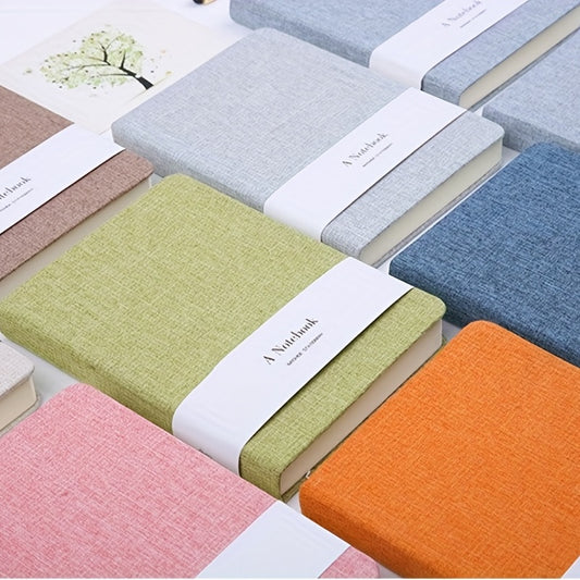 Multicolor Linen Cloth Cover Notebook Half Lined Blank Sheets Hard Cover Notepad