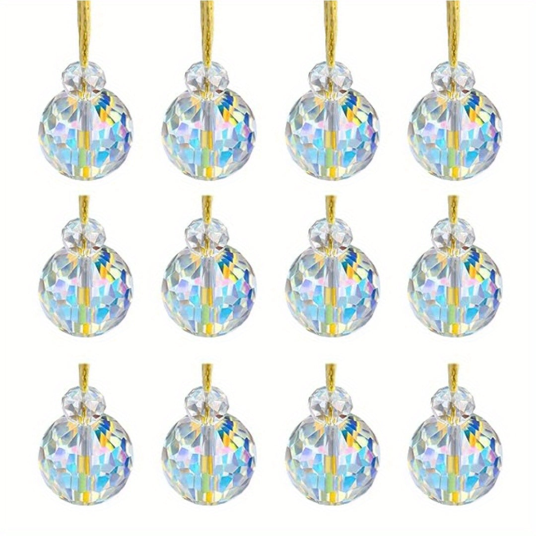 12pcs Mini Prism Ball Christmas Tree Decorations Hanging Crystal Suncatcher