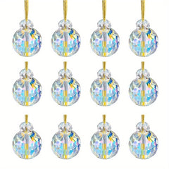 12pcs Mini Prism Ball Christmas Tree Decorations Hanging Crystal Suncatcher