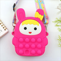 Funny Rabbit Shape Rainbow Crossbody Bag with Colorful Strap