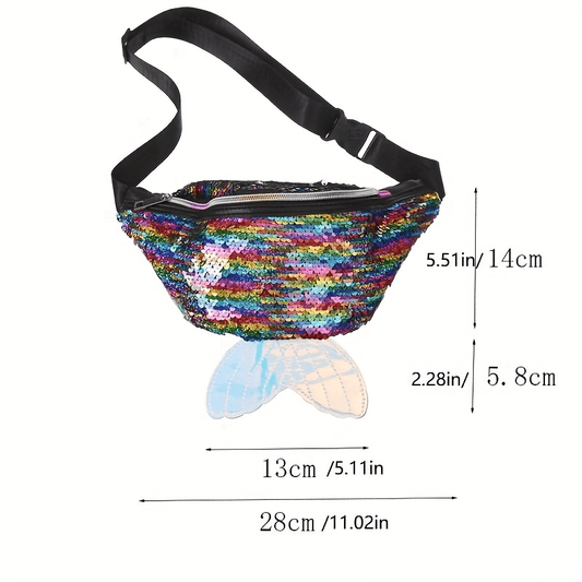 Mermaid Sequin Scales Tail Fanny Waist Pack Crossbody Purse