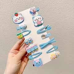14pcs Cartoon Animal Shape Hair Clips Girls Hair Accessories Set