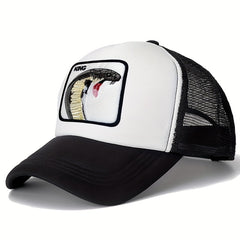 Unisex Sunshade Baseball Cap with Snake Embroidery