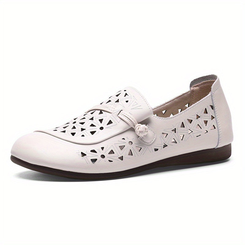 Women's Retro Hollow Out Flat Sandals Soft Sole Slip On Shoes