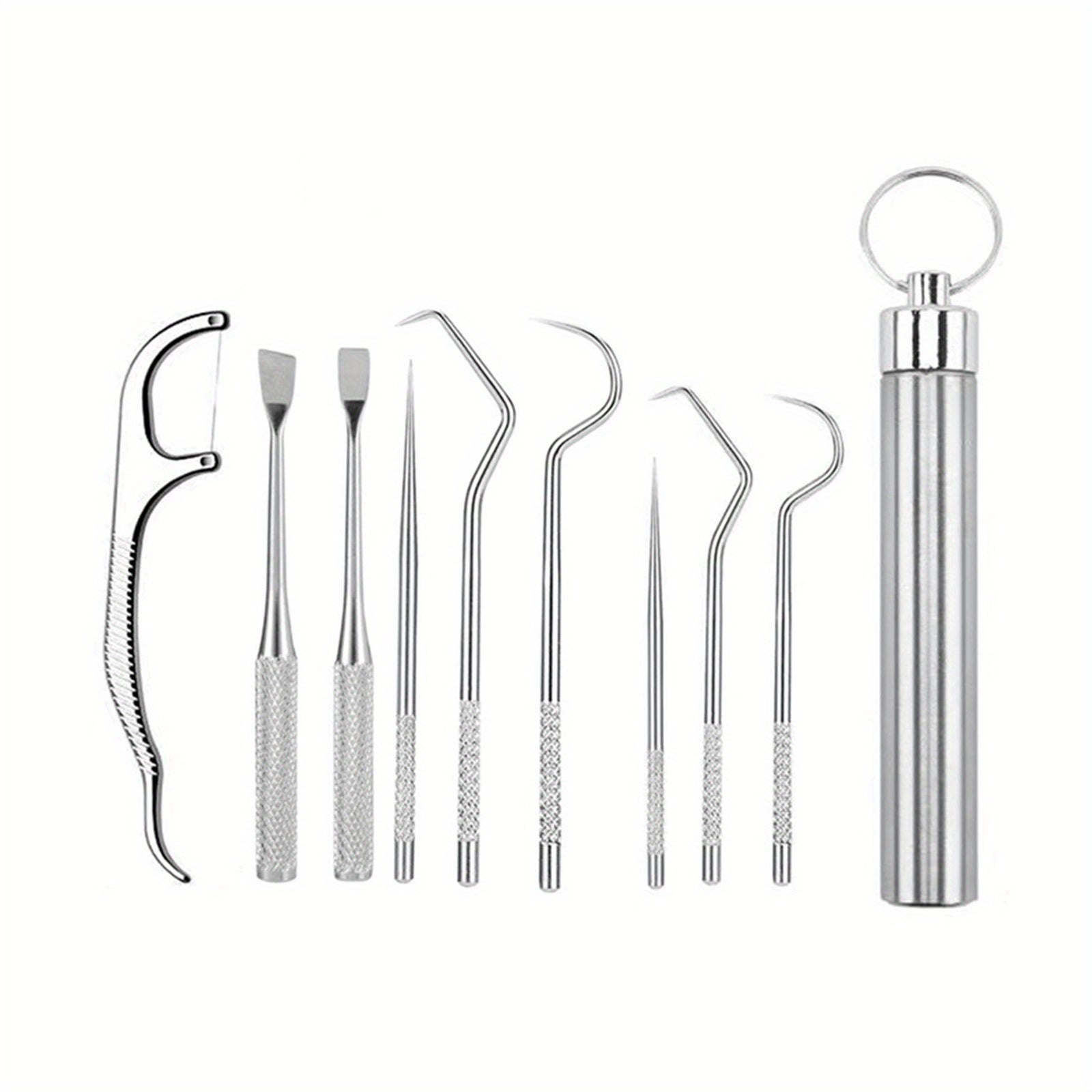 Portable Stainless Steel Toothpick Set with Stand & Bag