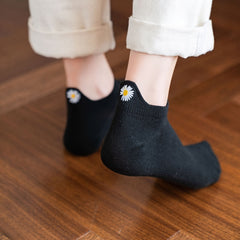 10 Pairs Boat Socks & Soft Floral Embroidered Cotton Socks Women's Stockings