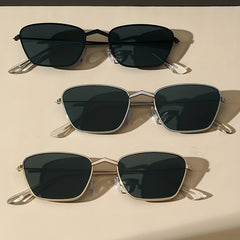 Square Metal Sunglasses UV400 Anti Glare for Men Women