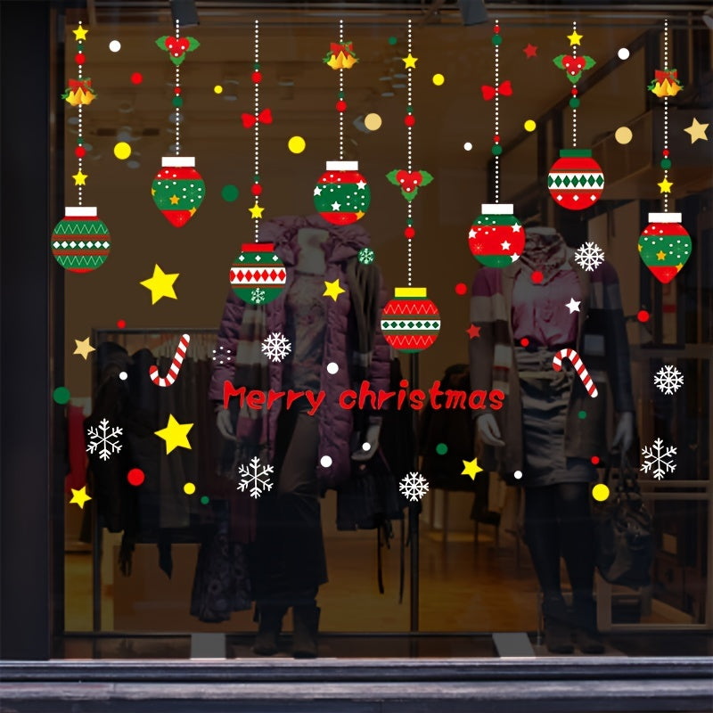 Christmas Window Clings with Snowflakes Ornaments Gift Pattern