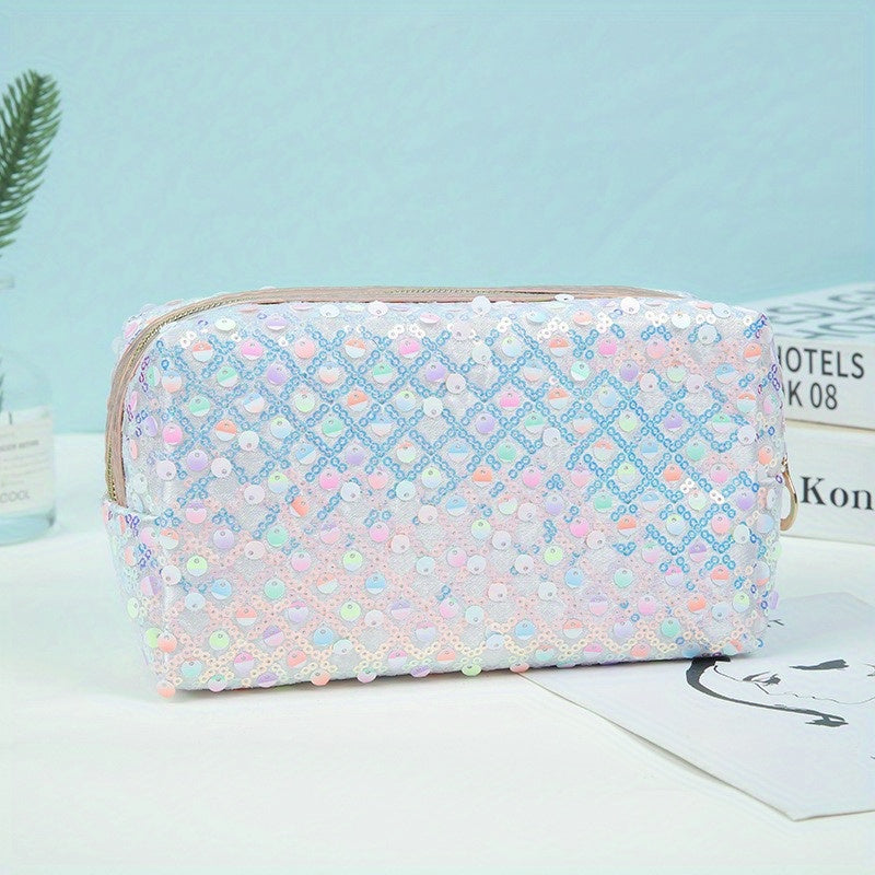 Sequin Cosmetic Bag for Women and Girls - Travel and Toiletry Organizer
