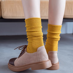 5 Pairs Warm Mid Tube Women's Solid Socks Comfy Stockings