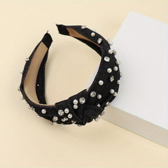 Baroque Style Faux Pearl Headband Denim Hair Band Women