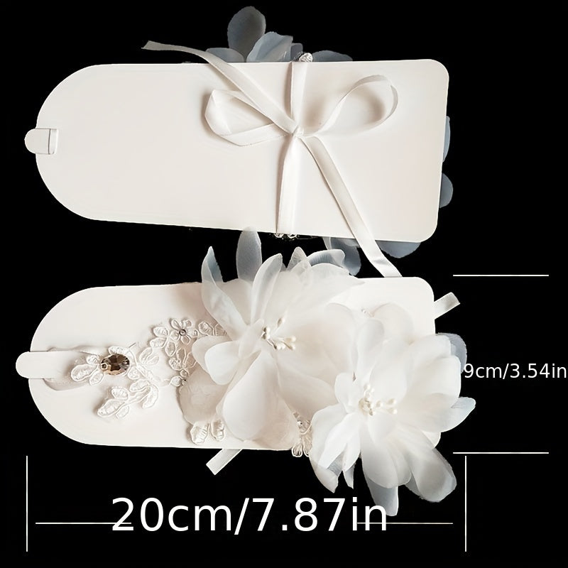Red Bridal Gloves Short Flower Decorated