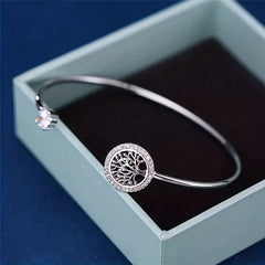 Zircon Life Tree Bracelet - Adjustable Cuff Bangle for Women