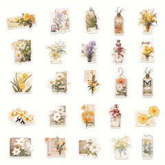 50pcs Flower Time Series Phone Case Stickers Waterproof DIY Decoration