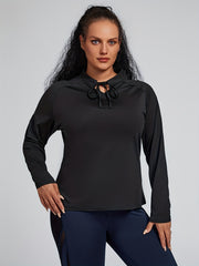  Solid Long Sleeve Quick Drying Keyhole Tie Top