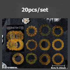20pcs Waterproof Geometric Moon Sun Lace Stickers for Diary